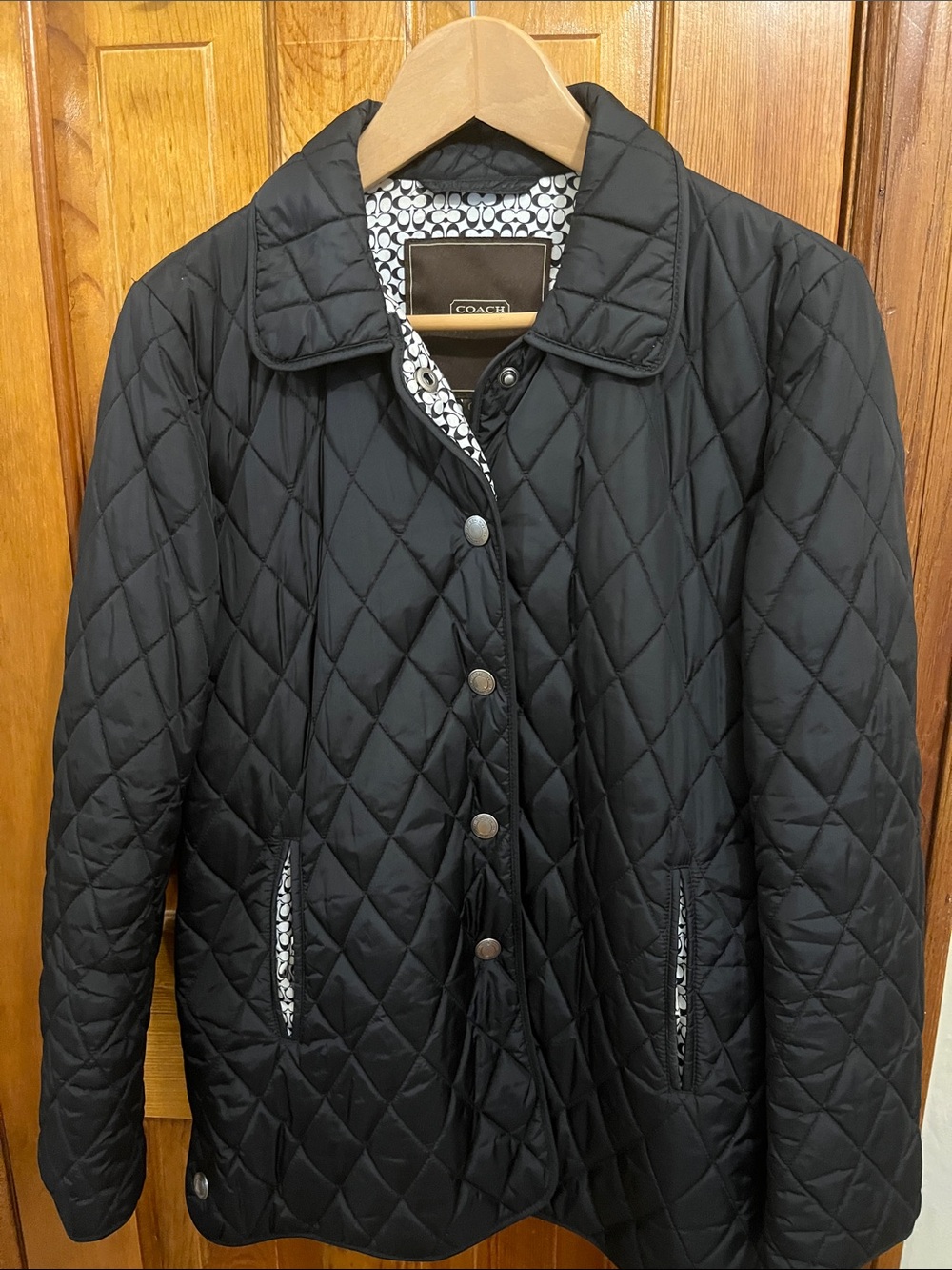 Coach Black Quilted Snap-Front Jacket